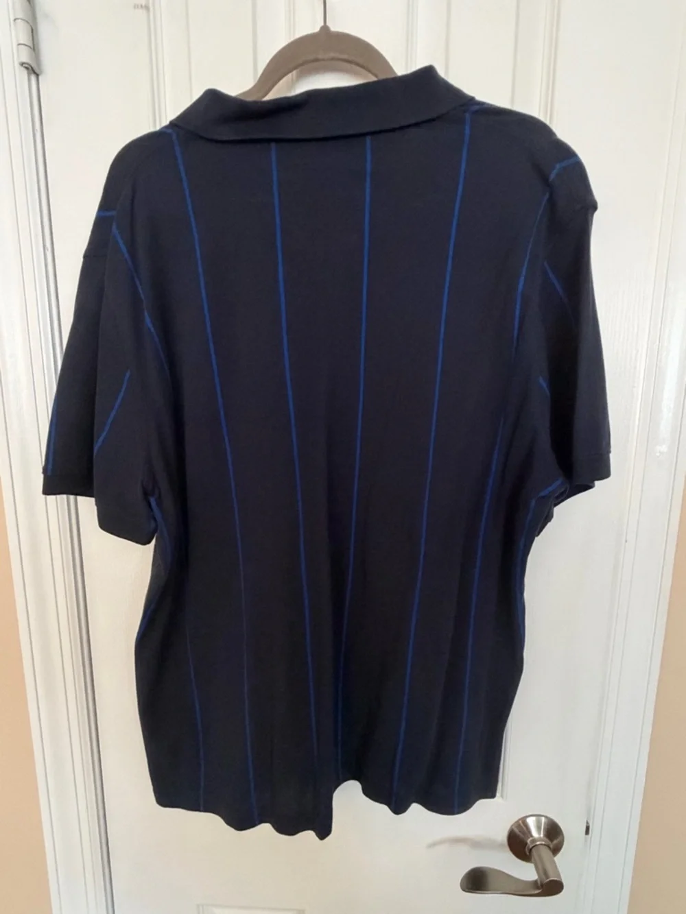 Banana Republic Navy Blue Striped Pique Polo Shirt, Size XL